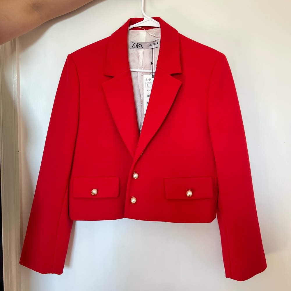 Zara cropped Red blazer